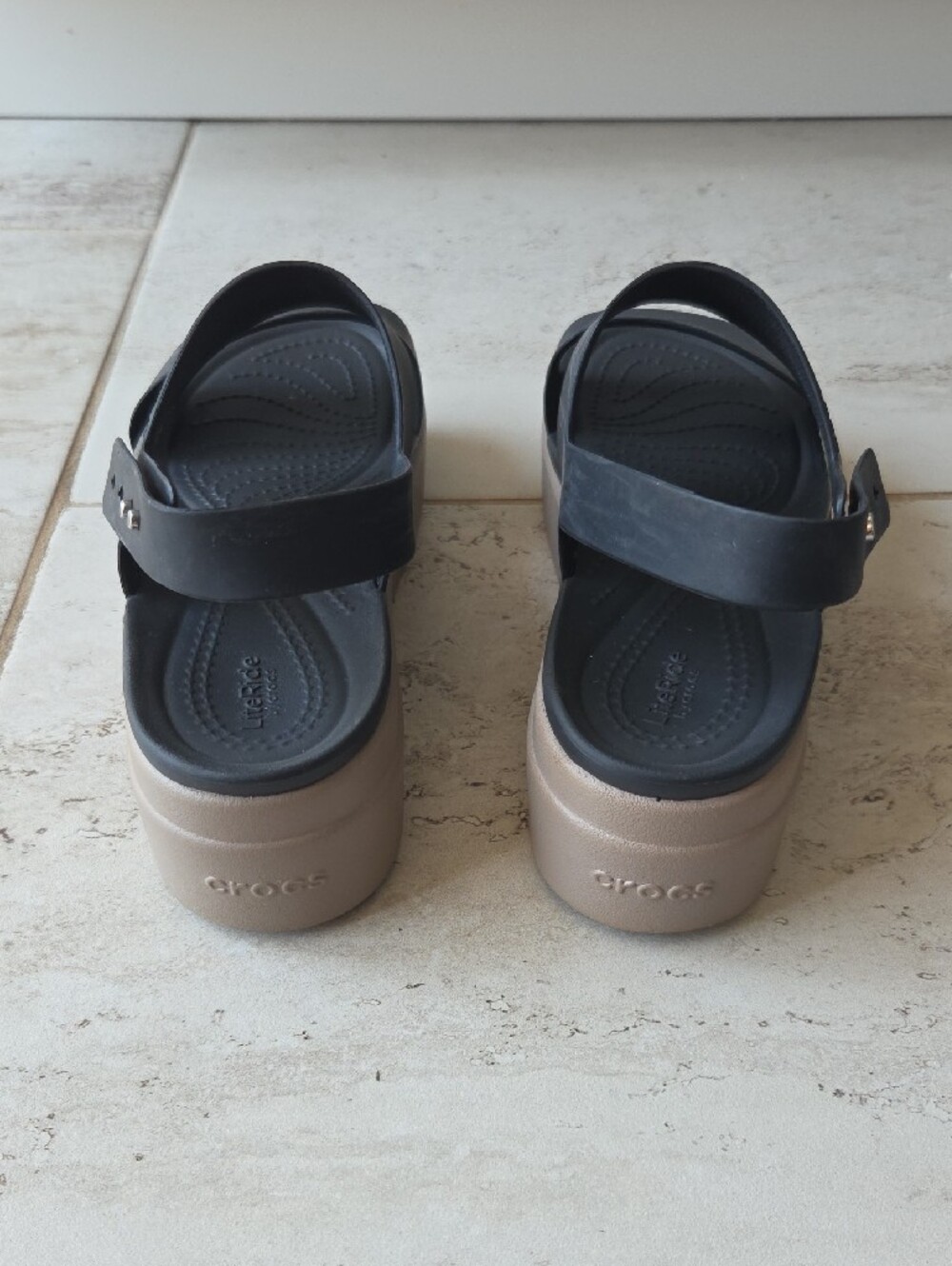 CROCS LiteRide 360 Sandals Women’s Black Grey Double-Strap Comfort Sandals - Picture 2 of 5